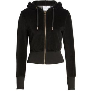 GOOD AMERICAN Velour Zip Up Sweater